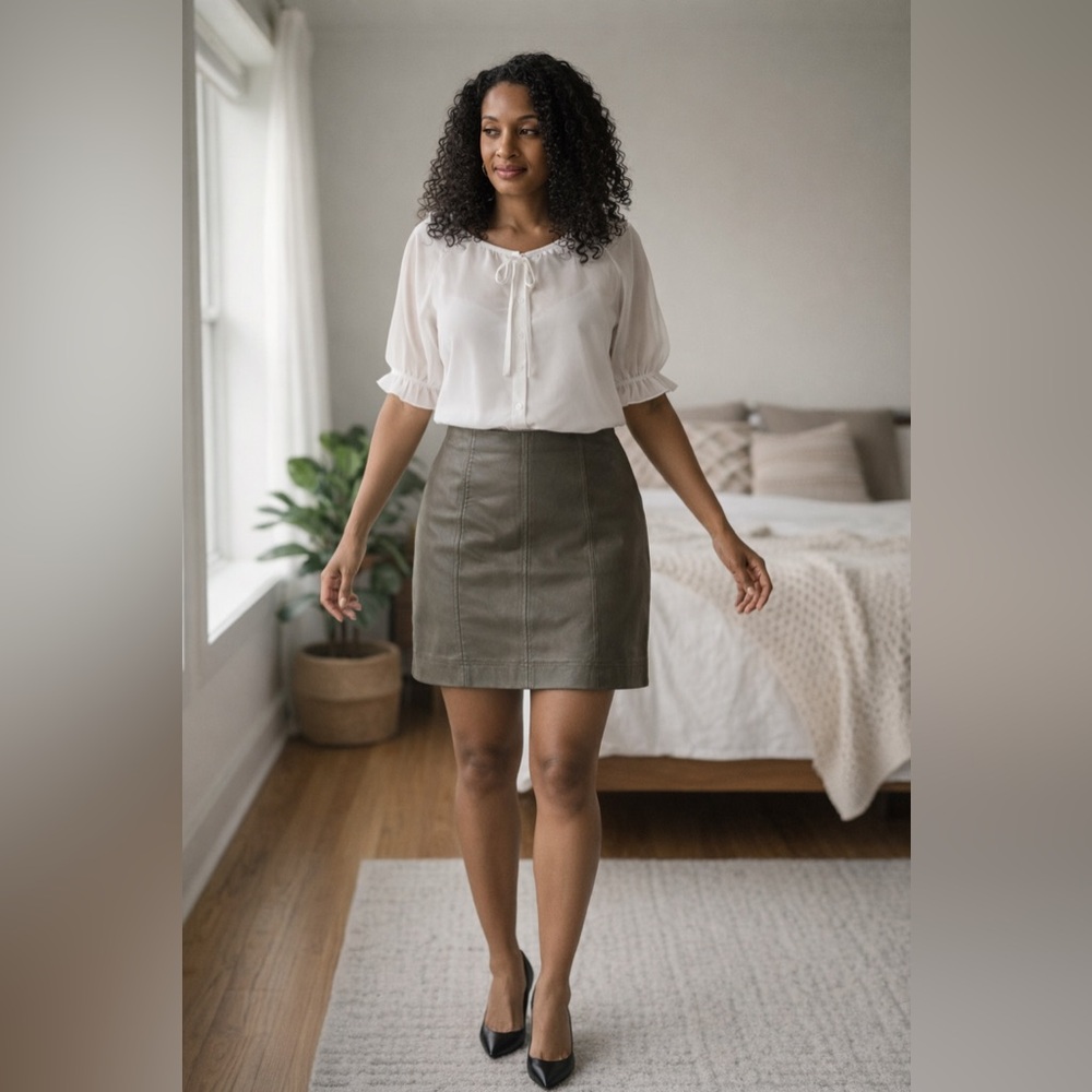 Classic Gray Leatherette Mini Skirt